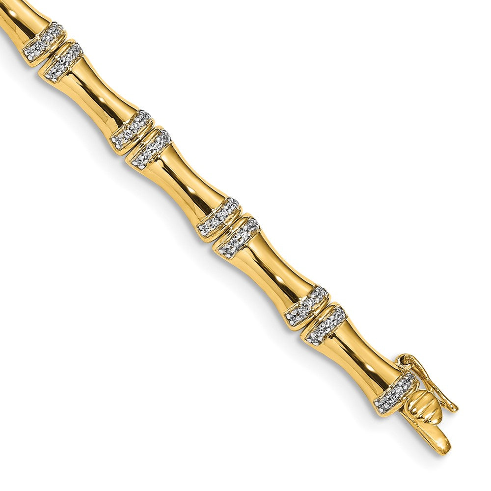 14k Yellow Gold Gold Natural Diamond Bamboo Design Bracelet