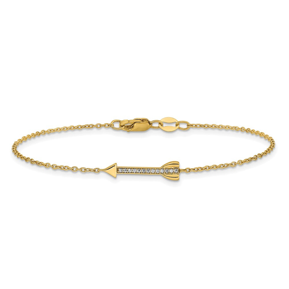 14k Yellow Gold Natural Diamond Arrow Bracelet