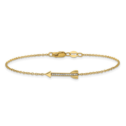 14k Yellow Gold Natural Diamond Arrow Bracelet