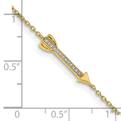 14k Yellow Gold Natural Diamond Arrow Bracelet
