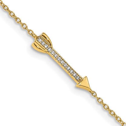 14k Yellow Gold Natural Diamond Arrow Bracelet