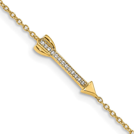14k Yellow Gold Natural Diamond Arrow Bracelet