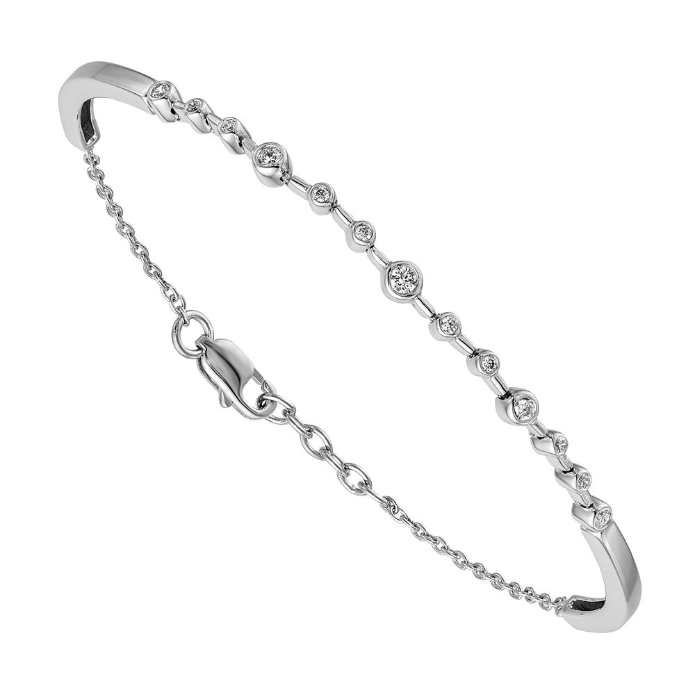 14k White Gold Natural Diamond Bangle Bracelet
