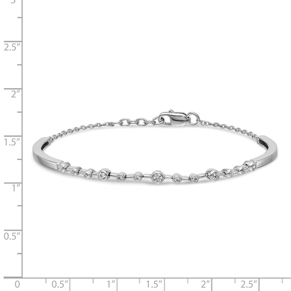 14k White Gold Natural Diamond Bangle Bracelet