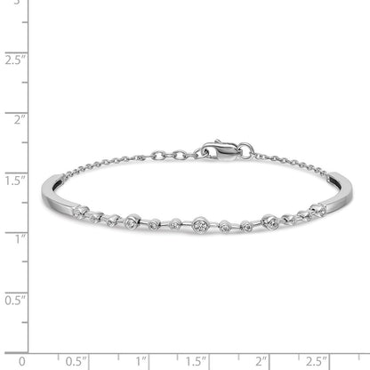 14k White Gold Natural Diamond Bangle Bracelet