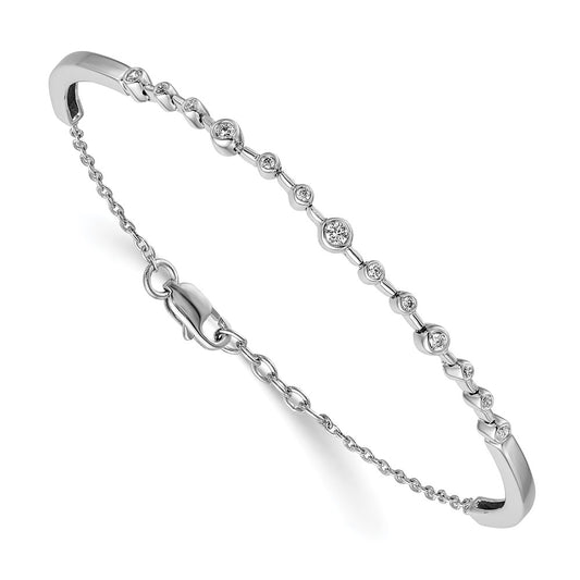 14k White Gold Natural Diamond Bangle Bracelet