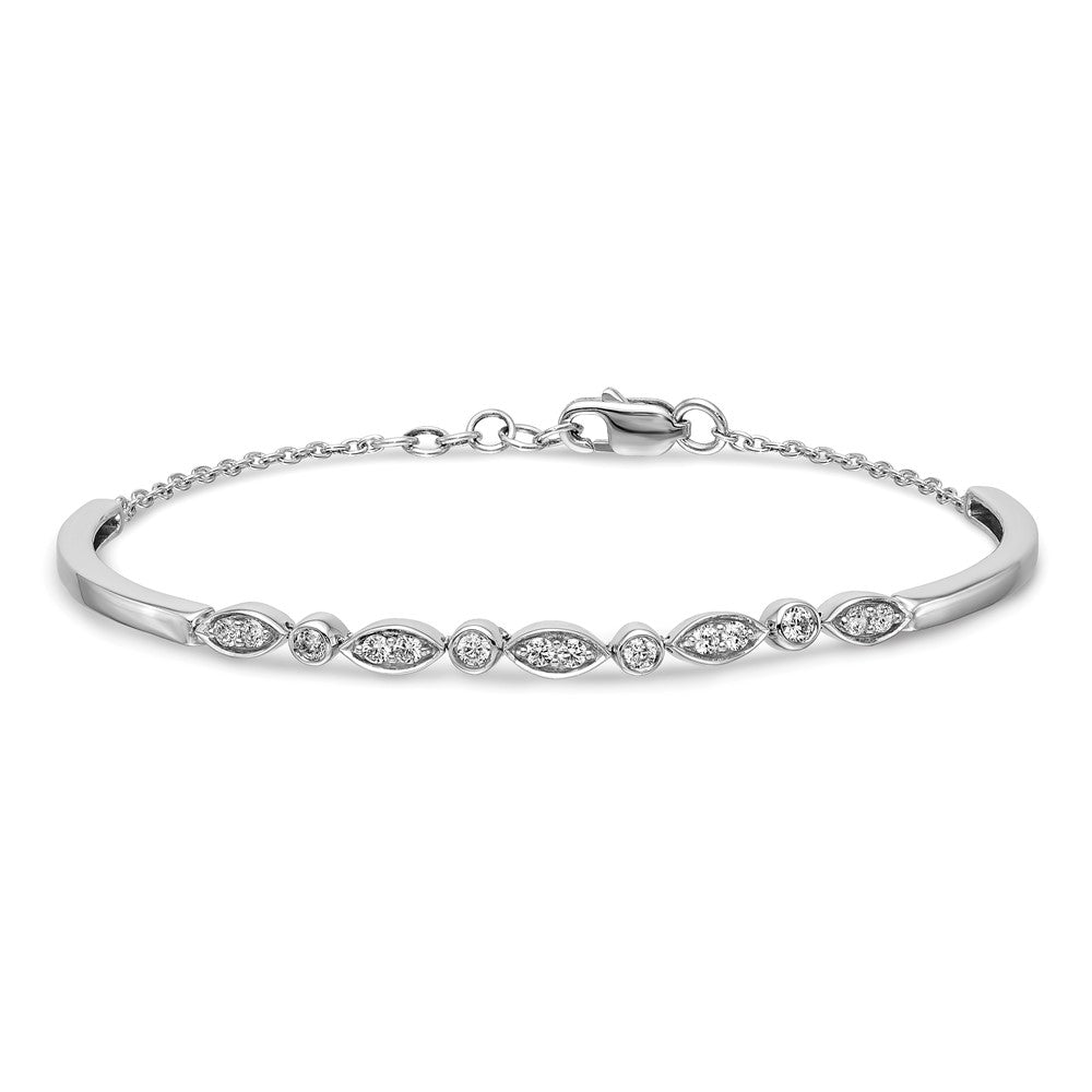 14k White Gold Natural Diamond Bangle Bracelet
