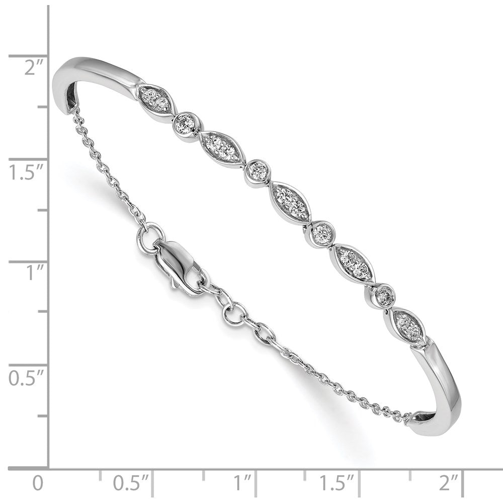 14k White Gold Natural Diamond Bangle Bracelet