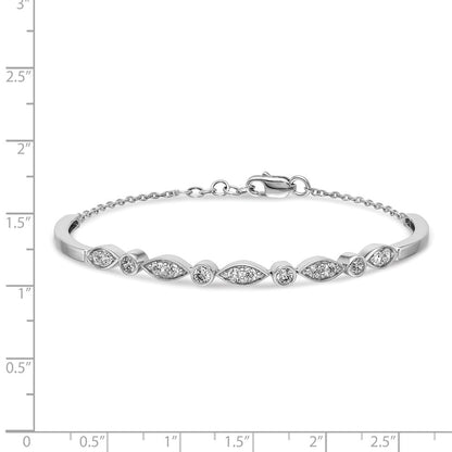 14k White Gold Natural Diamond Bangle Bracelet