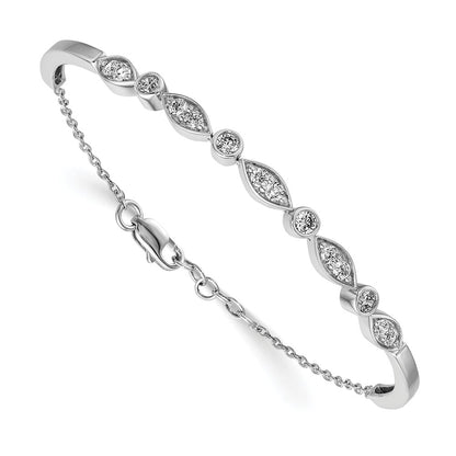 14k White Gold Natural Diamond Bangle Bracelet