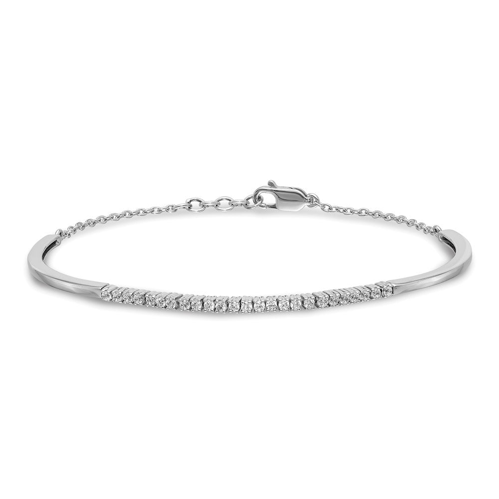 14k White Gold Natural Diamond Bangle Bracelet