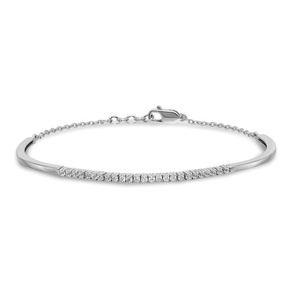 14k White Gold Natural Diamond Bangle Bracelet