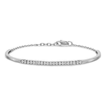 14k White Gold Natural Diamond w/.25 In Ext Bangle Bracelet