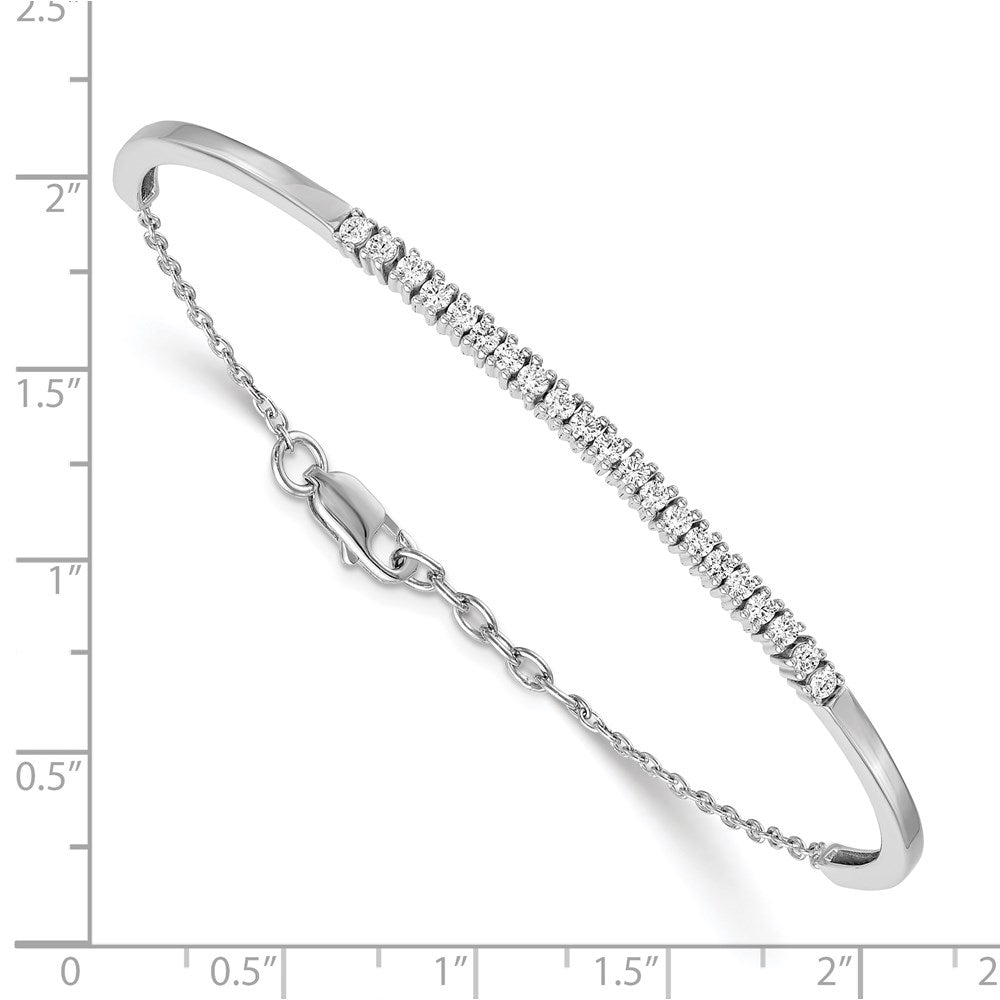 14k White Gold Natural Diamond w/.25 In Ext Bangle Bracelet
