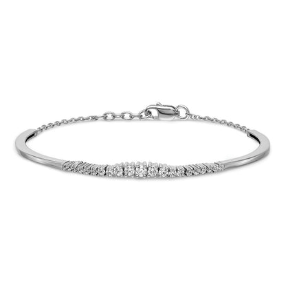 14k White Gold Graduated Natural Diamond Bangle Bracelet