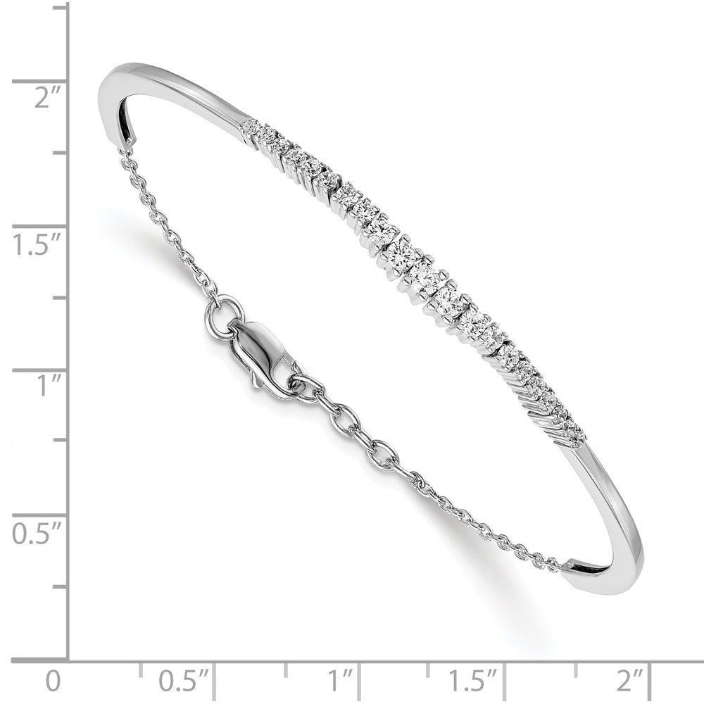 14k White Gold Graduated Natural Diamond Bangle Bracelet