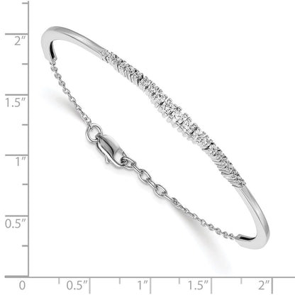 14k White Gold Graduated Natural Diamond Bangle Bracelet