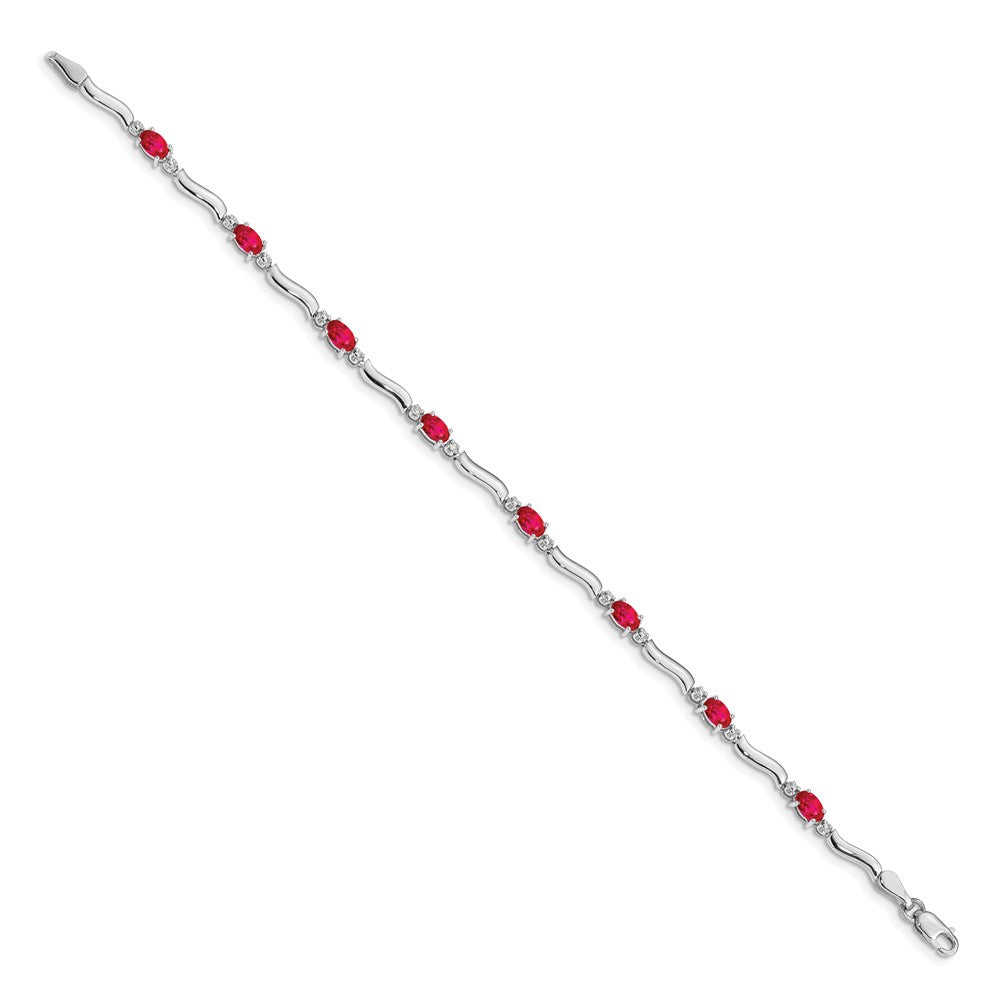 14k White Gold Natural Diamond and Ruby Bracelet