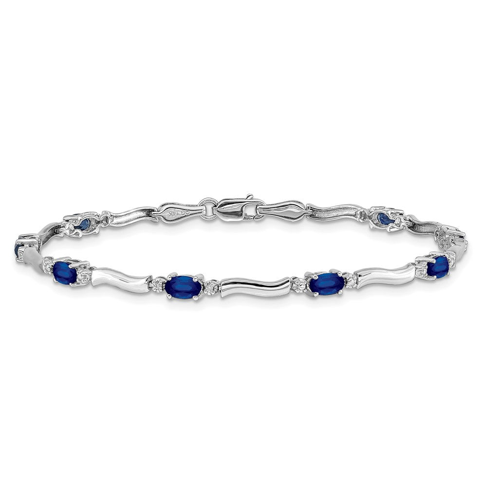 14k White Gold Natural Diamond and Sapphire Bracelet