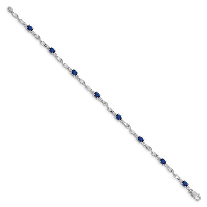 14k White Gold Natural Diamond and Sapphire Bracelet