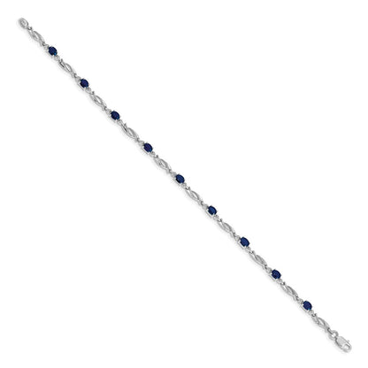 14k White Gold Natural Diamond and Sapphire Bracelet
