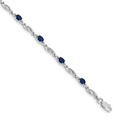 14k White Gold Natural Diamond and Sapphire Bracelet