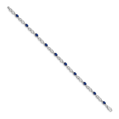 14k White Gold Natural Diamond and Sapphire Bracelet
