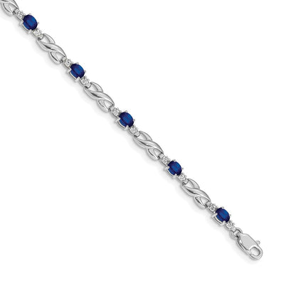 14k White Gold Natural Diamond and Sapphire Bracelet