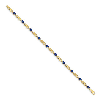 14k Yellow Gold Natural Diamond and Oval Sapphire Bracelet