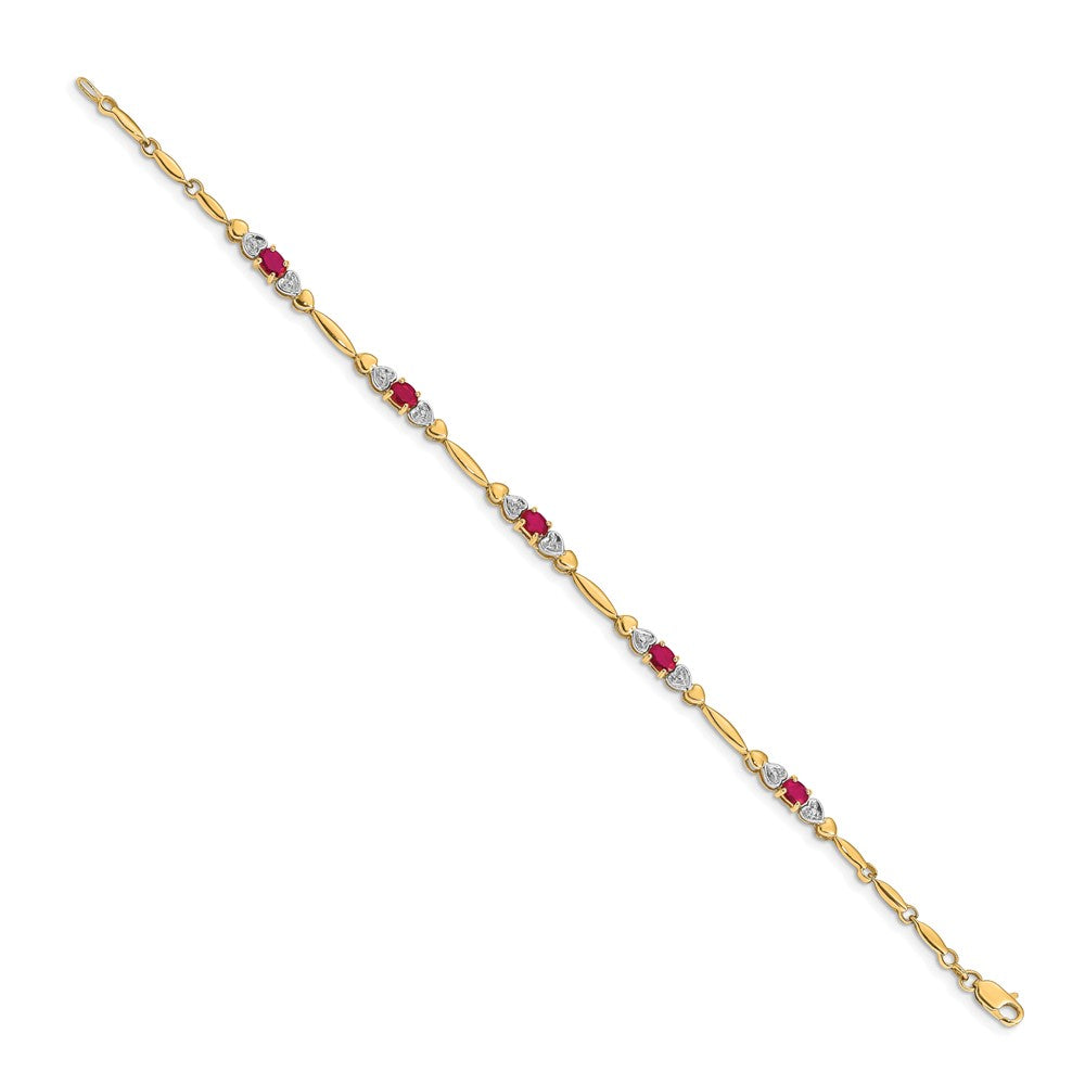 14k Yellow Gold Natural Diamond and Ruby Bracelet