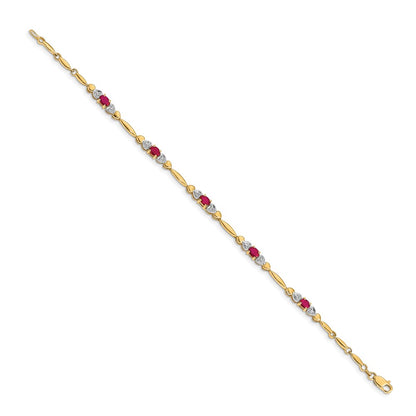 14k Yellow Gold Natural Diamond and Ruby Bracelet