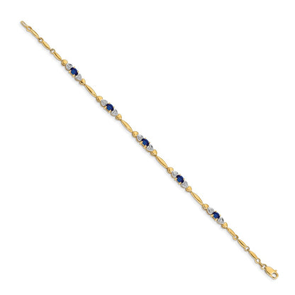 14k Yellow Gold Natural Diamond and Sapphire Bracelet