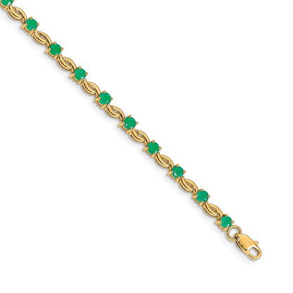 14k Yellow Gold Emerald Bracelet