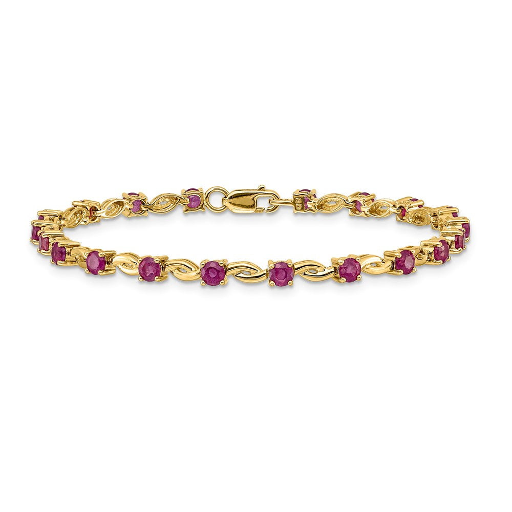 14k Yellow Gold Oval Ruby Bracelet
