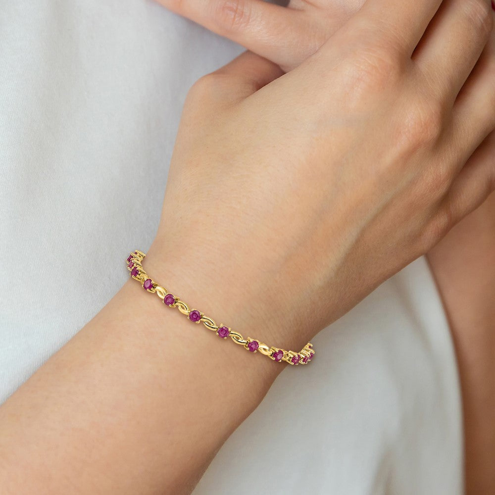 14k Yellow Gold Oval Ruby Bracelet
