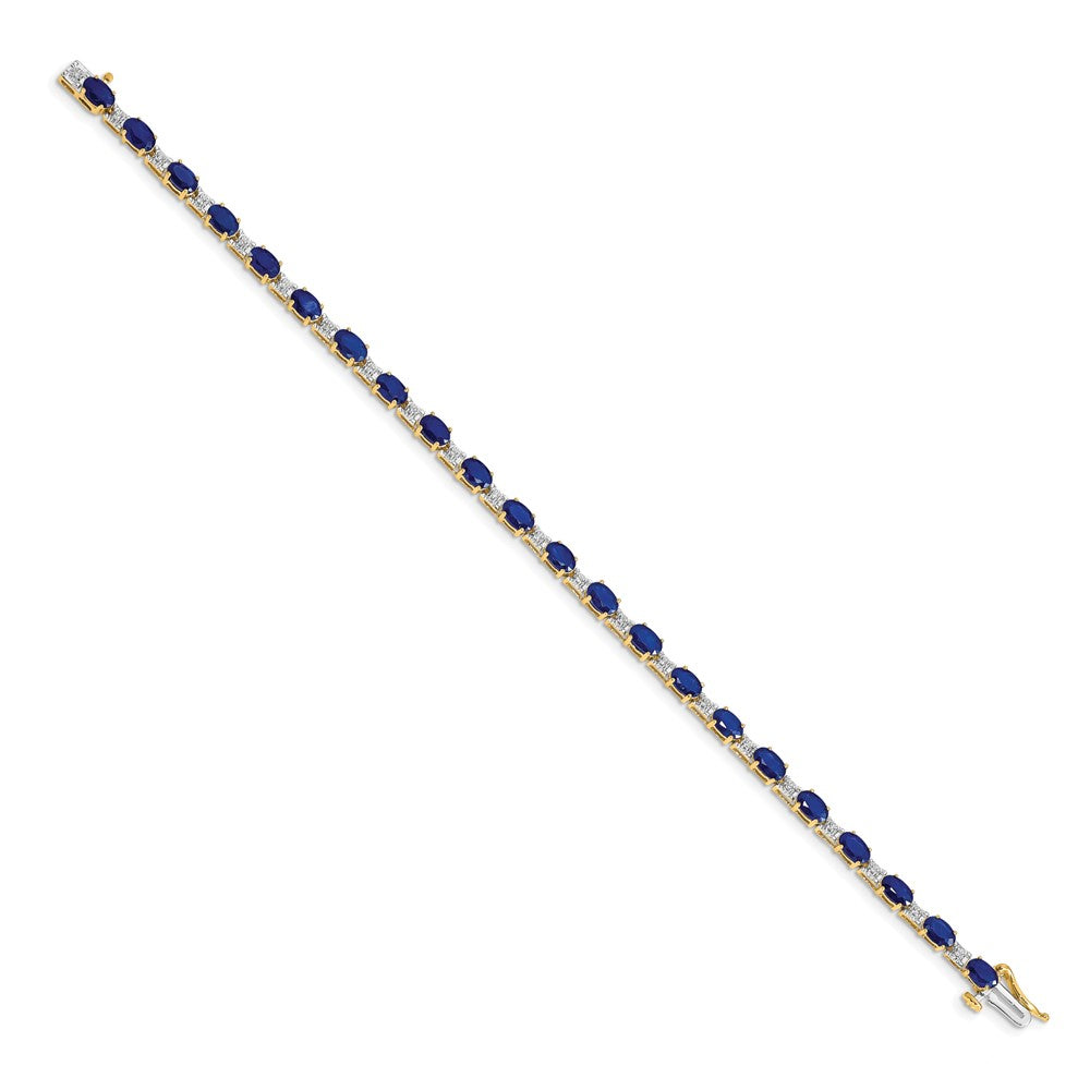 14k Yellow Gold Natural Diamond and Sapphire Bracelet