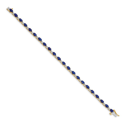 14k Yellow Gold Natural Diamond and Sapphire Bracelet