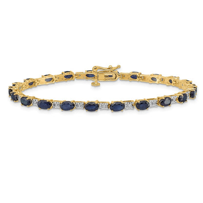 14k Yellow Gold Natural Diamond and Sapphire Bracelet