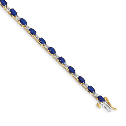 14k Yellow Gold Natural Diamond and Sapphire Bracelet