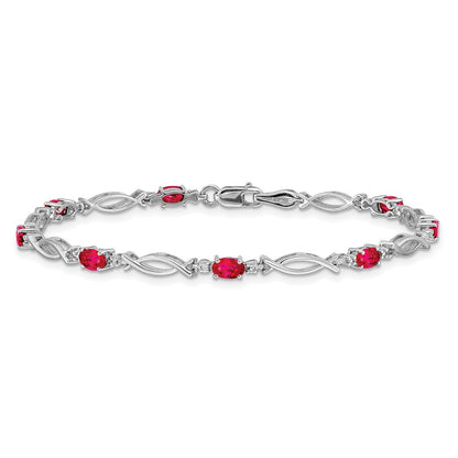 14k White Gold Natural Diamond and Ruby Bracelet