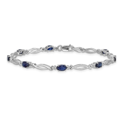 14k White Gold Natural Diamond and Sapphire Bracelet