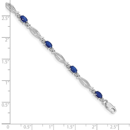 14k White Gold Natural Diamond and Sapphire Bracelet