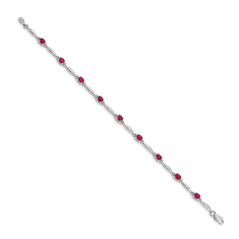 14k White Gold Natural Diamond and Ruby Bracelet