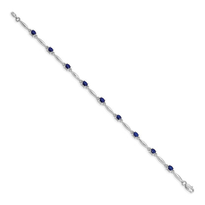 14k White Gold Natural Diamond and Sapphire Bracelet