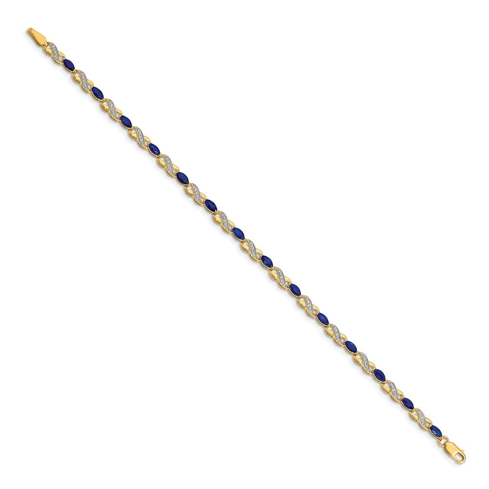 14k Yellow Gold Natural Diamond and Sapphire Infinity Bracelet