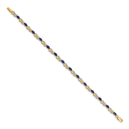 14k Yellow Gold Natural Diamond and Sapphire Infinity Bracelet