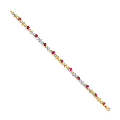 14k Yellow Gold Natural Diamond and Ruby Bracelet