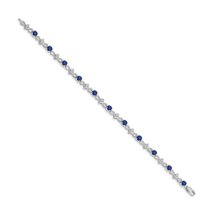 14k White Gold Natural Diamond and Sapphire Bracelet