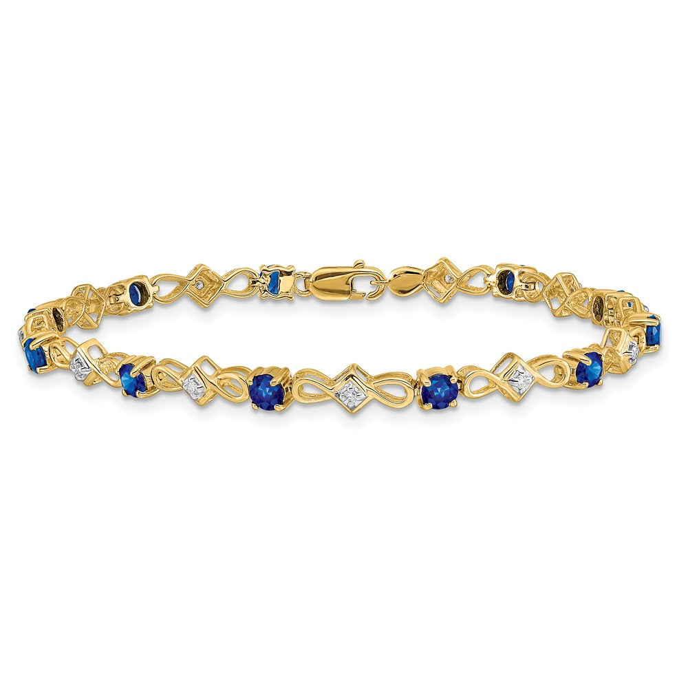 14k Yellow Gold Natural Diamond and Sapphire Bracelet