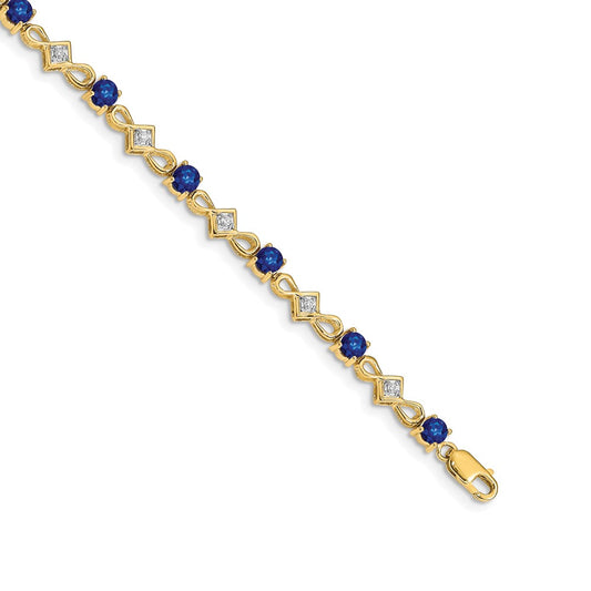14k Yellow Gold Natural Diamond and Sapphire Bracelet